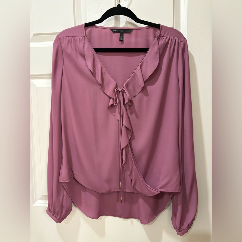 Worthington Dusty Rose Ruffle Tie-Front Blouse